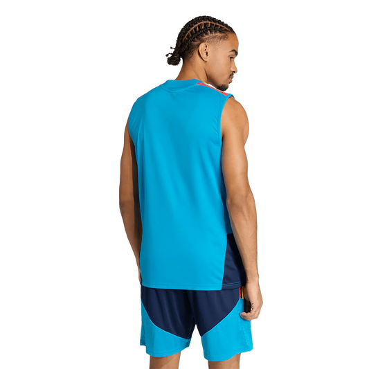 Camiseta de fútbol azul sin mangas estilo selección española