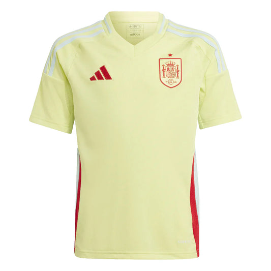 Vista frontal de la camiseta de la segunda equipación de España amarilla para hombre. Compra online la elástica visitante oficial al mejor precio en nuestra tienda.